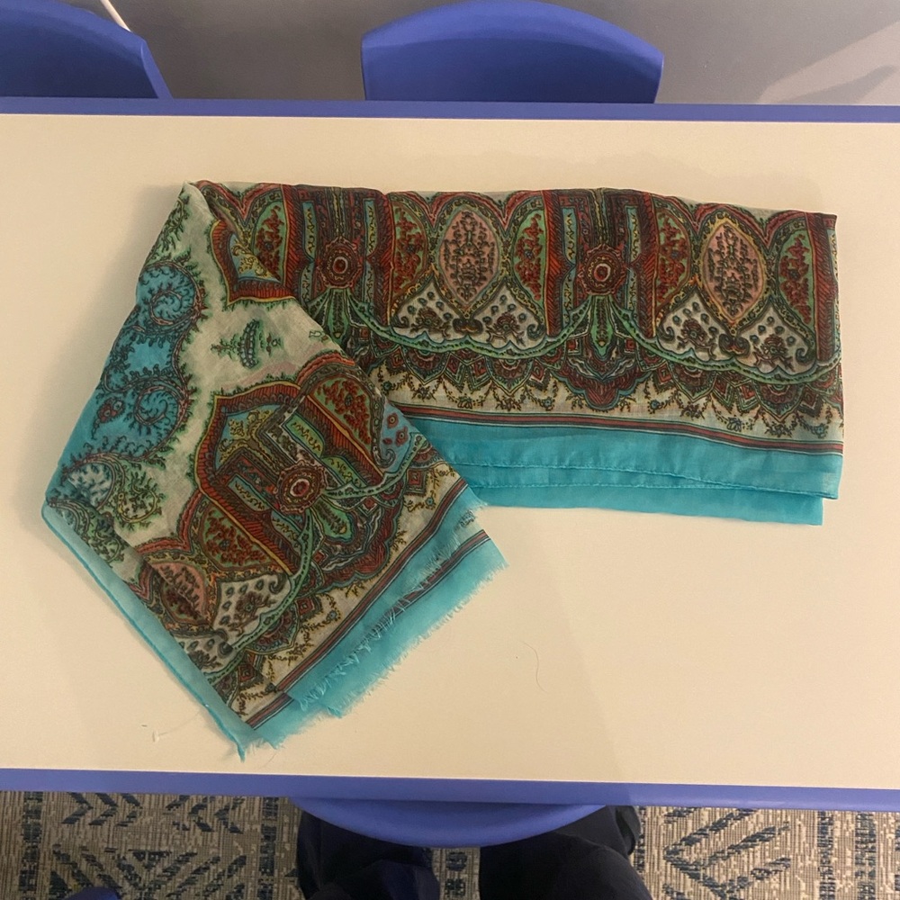 Turquoise boho print scarf